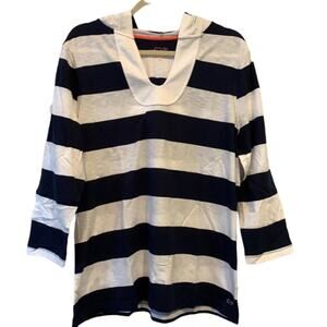 Vineyard Vines Striped Pullover Hoodie Women's M Navy White Long Sleeve Nautical